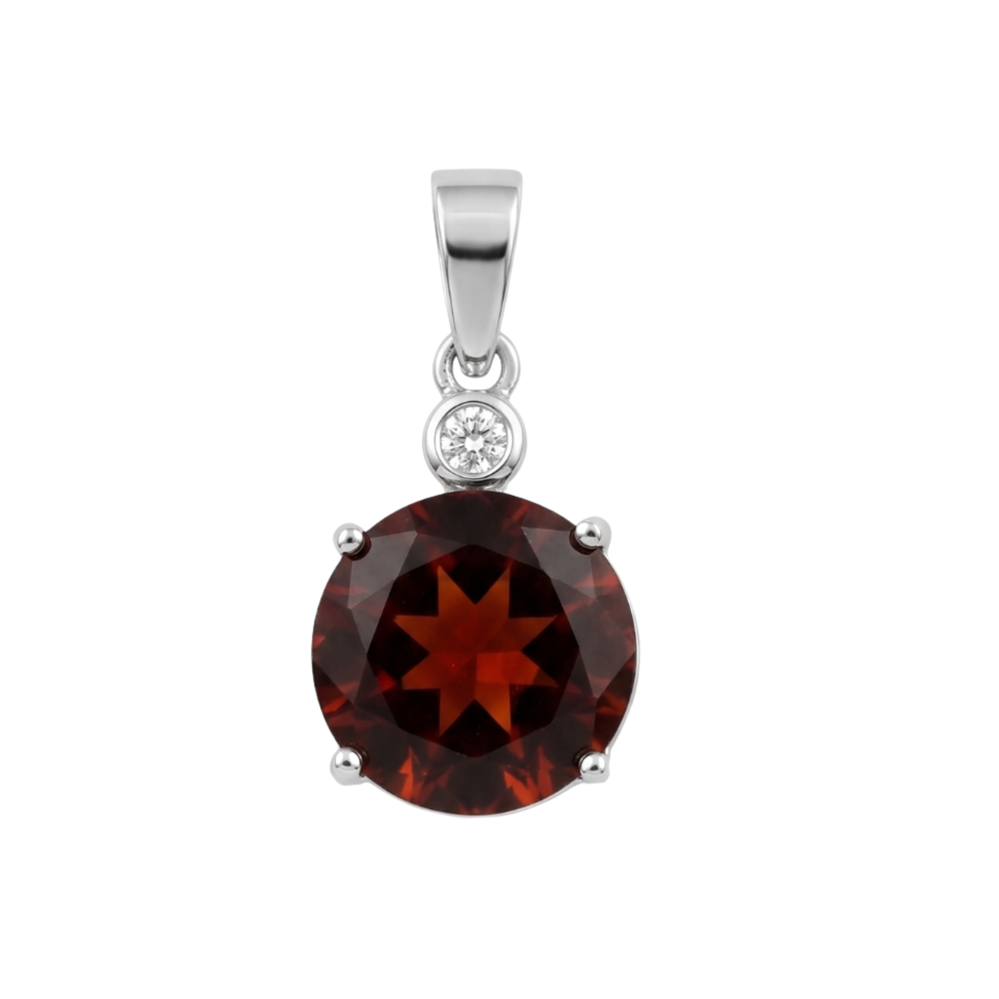 Natural Round Hessonite Garnet Solitaire Pendant 6.18 carats